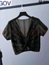 DGOV配吊帶裙子防曬衣罩衫女夏季2026新款鏤空小外套外搭披肩罩衫薄款 黑色 2XL 曬單實(shí)拍圖