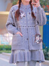 森女部落原創(chuàng)費(fèi)爾島風(fēng)高腰A字花邊設(shè)計(jì)半身裙女2025春季新款女裝 灰色毛衣（單件） 單件 S 曬單實(shí)拍圖