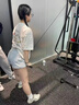 索菲堡 100%純棉胖mm甜美別致圖案寬松短袖t恤女2025夏日系半袖體恤上衣 米灰色 M 曬單實拍圖