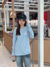 回力純棉長(cháng)袖t恤女2025年新款秋裝寬松藍色內搭正肩可外穿打底衫上衣 曬單實(shí)拍圖