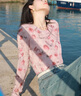 三彩大碼女裝2025春季新款浪漫花卉圓領(lǐng)T恤長袖套頭內(nèi)搭顯瘦胖MM 橘粉色花卉 L 165/92B 曬單實拍圖