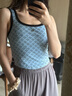CHUU箭頭印花撞色小背心女2025秋季新品Q(chēng)Q炫舞聯(lián)名無(wú)袖短上衣 藍(lán)色 均碼 曬單實(shí)拍圖