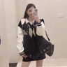 韓惠芷美式棒球服外套女春秋款韓版寬松百搭學(xué)生原宿風(fēng)夾克女裝上衣 A67黑色【復(fù)合面料加厚款】 厚款 L 【建議100-125斤】 曬單實(shí)拍圖