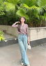 布符（Cloth Fu）布符2025年夏季牛仔藍(lán)直筒牛仔褲女高腰透氣薄款休閑褲顯瘦修身 牛仔藍(lán) S 曬單實(shí)拍圖