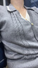 百圖betu女裝2025春季新款毛針織衫翻領(lǐng)撞色假兩件套頭毛衫女2501T11 灰色 L 曬單實(shí)拍圖