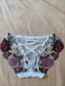 CKPED3條裝蕾絲女士少婦內褲女性感純棉襠中低腰刺繡無(wú)痕網(wǎng)紗三角短褲 白色+黑色+紅色 M【80-110斤】 曬單實(shí)拍圖