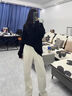 莫代爾窄版冰絲闊腿褲女春夏季2025新款寬松垂感直筒顯瘦速干白色休閑褲 白色【常規(guī)款】 M 【建議101-110斤】 曬單實(shí)拍圖