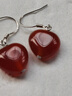 西璽 紅瑪瑙愛(ài)心耳環(huán)925銀耳墜桃心復古百搭心形玉石耳飾 曬單實(shí)拍圖