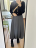 巧丂灰色西裝半身裙女春秋季2025新款高腰顯瘦a字中長(cháng)款百褶裙學(xué)院風(fēng) 灰色-西裝款 （送腰帶） M 曬單實(shí)拍圖