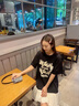 伊琦蕾（YIQILEI）時尚拼接魚尾連衣裙女夏季2025新款設(shè)計感寬松黑色字母印花T恤裙 黑色 S 【建議90斤以下】 曬單實拍圖