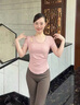 麓格立瑜伽服女上衣帶胸墊運(yùn)動(dòng)修身短袖t恤跑步速干普拉提訓(xùn)練健身透氣 鏤空瑜伽短袖【貝殼粉】 L 建議【105-115斤】 曬單實(shí)拍圖