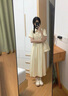 艾珠兒（Aizhuer）Polo領(lǐng)短袖連衣裙女夏天夏季新款收腰小個(gè)子長裙白月光襯衫裙子 杏色 M 曬單實(shí)拍圖