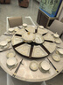 瑞玖團圓年夜飯拼盤(pán)餐具組合套裝家用圓桌扇形歐式骨瓷碗碟喬遷送禮品 云卷云舒圓桌拼盤(pán)餐具套裝 60頭 曬單實(shí)拍圖