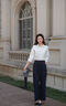 MaxMara 2025春夏女裝綿羊毛抽繩長(cháng)褲9131045106深藍色38 曬單實(shí)拍圖