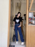 Calvin KleinJeans四季款女ck經(jīng)典美式潮流復古微彈高腰寬松版牛仔褲J225380 1BJ-牛仔藍 25 曬單實(shí)拍圖