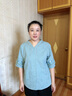 俞兆林媽媽夏裝純棉t恤洋氣貴夫人套裝兩件套中老年女夏季棉麻短袖上衣 YX-2315 藍(lán)色【單上衣】 2XL 【建議105-120斤】 曬單實(shí)拍圖
