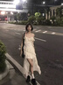 FSHE落跑公主白色吊帶連衣裙女夏季收腰不規則下擺碎花裙子2025年新款 米色 S 曬單實(shí)拍圖