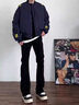 楠笙記寬松休閑黑色牛仔長(zhǎng)褲子男士新款春季vibe美式高街直筒彎刀微喇褲 黑色 XL 曬單實(shí)拍圖