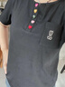 以純 YISHION設(shè)計(jì)感v領(lǐng)正肩短袖t恤女夏裝2025新款寬松韓版大碼顯瘦遮肚子上衣 黑色【純棉】 M 適合80-110斤 曬單實(shí)拍圖