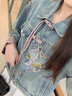 恰凡（QIAFAN）新中式國風刺繡牛仔外套女2025春新款設計感超好看小個子短款夾克 藍色 M 曬單實拍圖