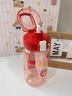 希樂(lè )（cille）水杯高顏值tirtan塑料吸管杯子夏季女學(xué)生便攜大容量水壺2025新款 紅色【隱藏提環(huán)/伸縮吸管】520ml 曬單實(shí)拍圖