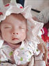 文枝新生嬰幼兒帽子春夏季薄款0-3-6-12個月男女寶寶護鹵門耳裝飾可愛 草莓白宮廷帽 帽圍38-48cm （建議0-12個月） 曬單實拍圖