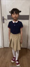 雷姆汀女童半身裙小學(xué)生卡其色校服裙兒童短裙幼兒園女寶寶百搭百褶裙夏 藏青色半裙 100 曬單實(shí)拍圖
