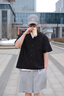 GXG男裝 多孔設(shè)計(jì)短袖襯衫通勤戶外透氣襯衣男上衣 2025夏季新品 黑色 M 曬單實(shí)拍圖