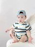 迪士尼（Disney）男寶寶連體衣夏季嬰兒衣服夏裝超萌洋氣新生嬰幼兒夏天短袖外出服 條紋連體衣 90cm #建議22-28斤# 曬單實拍圖
