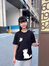 千丫丫貓咪兒童短袖t恤夏季2025新款女孩好看上衣男童半袖純棉女童夏裝 黑色（款五） 140 cm童裝 曬單實(shí)拍圖