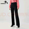 哥弟（GIRDEAR）女裝新款暗扣四面彈直筒正裝西褲女1100497 黑色 XL (5碼) 曬單實拍圖