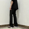 維斯先森純黑色彎刀牛仔褲男女款春秋季柳葉美式vibe微喇褲子顯瘦直筒長褲 YKFS-Y290黑色 XL 曬單實拍圖