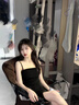 茯見辣妹黑色吊帶連衣裙女春夏季外穿內(nèi)搭小個子緊身包臀裙子打底短裙 黑色 M 曬單實拍圖