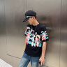 GLXLG短袖T恤男美式潮牌夏季休閑痞帥涂鴉體恤2025新款男士夏裝半截袖 白色 M 建議95-120斤 曬單實拍圖