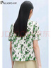 帕羅（PALUOPO）真絲印花短袖t恤女士圓領(lǐng)新款體恤上衣半袖休閑田園風(fēng)t上裝衣服 綠夾花 M (160/84A) 曬單實(shí)拍圖