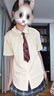 UKMR日系學(xué)院風jk襯衫制服甜美女學(xué)生新基礎(chǔ)款娃娃領(lǐng)襯衣格裙倆件套裝 杏襯衫+領(lǐng)帶+瓏島海格裙 套裝 M 90-100斤 曬單實拍圖