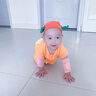 G. DUCKKIDS小黃鴨嬰兒衣服爬行服夏季拖地裝寶寶爬爬服兒童連體衣擦地板防臟 桔色短袖9分褲薄 夏（送護(hù)肘） 100cm 100碼（身高80厘米以上， 曬單實(shí)拍圖