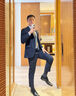 BUSYCON英式柏林藍(lán)西服男士青年職業(yè)上班面試正裝商務(wù)休閑風(fēng)抗皺西服外套 柏林藍(lán)單排扣（上衣+褲子） 48 參考體重120-130斤 曬單實(shí)拍圖