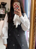 FSHE套裝女秋冬2025新款韓系千金連衣裙女春穿搭小個(gè)子時(shí)尚套裝女裝 襯衫+背心裙【套裝】【長(cháng)袖連衣 55 60kg/L 曬單實(shí)拍圖
