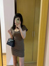 LPOX包臀裙性感緊身打底連衣裙夏季新款辣妹女神包臀裙顯瘦純欲包臀裙 深灰色  M [建議90-105斤] 曬單實(shí)拍圖