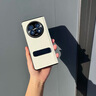 RNX適用oppofindn5新品手機殼OPPOFindN5鏡頭全包保護套折疊屏防摔邊框真皮后蓋簡約外殼自帶旋轉支架 阿塔卡白【鉸鏈旋轉支架款+高清前蓋】鏡頭大孔 OPPO Find N5 曬單實拍圖