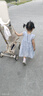 ASK JUNIOR兒童連衣裙2025夏女童飛飛袖荷葉邊天絲肌理感公主裙 藍(lán)色 100 曬單實(shí)拍圖