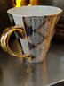 瑞玖輕奢風骨瓷杯家用時尚杯子大號牛奶杯咖啡杯早餐杯個性水杯易清洗 手工描金大V骨瓷杯 400ml 曬單實拍圖