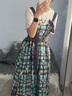 闊色（kuose）彩色無袖V領(lǐng)格子背帶連衣裙女裝2025春夏季新款蕾絲花邊裙子 彩色 S 曬單實拍圖