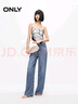 ONLY202秋季天絲柔軟舒適寬松高腰直筒褲牛仔褲女|124332004 J33 350水洗牛仔藍 S (160) 64A/SS 曬單實(shí)拍圖