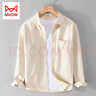貓人（MiiOW）男士長(cháng)袖襯衫休閑寬松春夏季純棉襯衣外套潮流日系工裝秋款上衣服 杏色 XL 曬單實(shí)拍圖