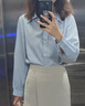 微光里藍(lán)色襯衫女高級(jí)感2025春夏長袖上衣設(shè)計(jì)感小眾輕熟氣質(zhì)職業(yè)襯衣 輕熟氣質(zhì)襯衫藍(lán)M碼建議80-100斤 曬單實(shí)拍圖