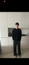 FOG SKY休閑褲男夏季寬松闊腿直筒褲ins潮流微喇褲子男美式垂墜感西裝褲 JCDM-K5626黑色 XL （建議130-145斤） 曬單實(shí)拍圖