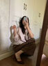 ZHR瑪麗珍女鞋夏季赫本風絨面粗跟淺口方頭單鞋女 BL383 卡其色 37 曬單實拍圖