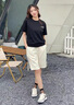 歌樸偉美式短褲男夏季拼接2025新款百搭褲子潮流休閑寬松五分籃球短褲 白色 XL 曬單實拍圖